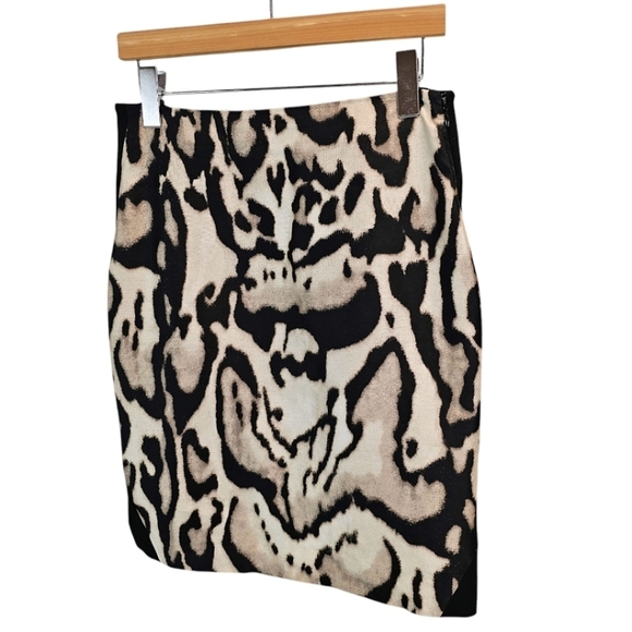 DVF Mae Mikado Leopard Pencil Skirt Wool & Silk Blend Size 10 Women's Black Knit - Picture 4 of 13